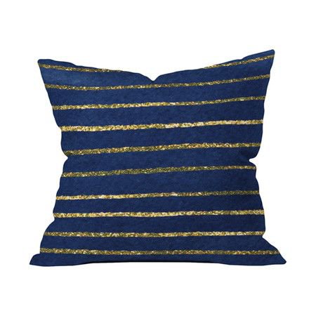 blue and gold stripe pillow