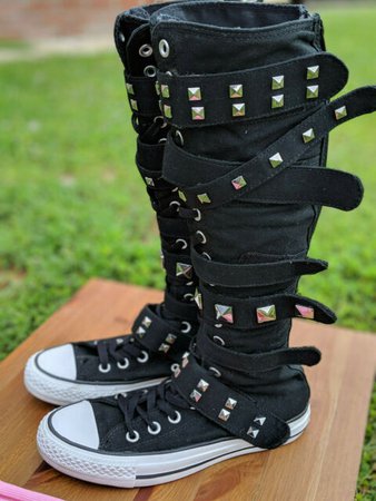 RARE Converse Chuck Taylor All Star Knee High Boot Buckle Zip Heel Sz 6 Women | eBay