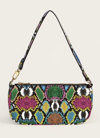 multicolor snakeskin baguette bag purse
