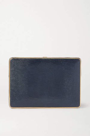 Square Compact Lizard Clutch - Navy