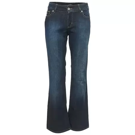 D&G Dark Blue Distressed Denim Very Low Rise Boot-Cut Jeans M Waist 31" For Sale at 1stDibs