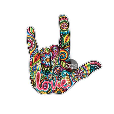 I Love You Sign Language Hand Sticker Decal Multicolor Car | Etsy