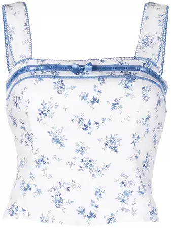 Reformation Eloise floral-print Linen Cropped Top - Farfetch