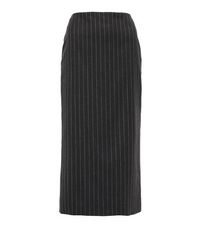 Versace - Pinstriped wool midi skirt | Mytheresa