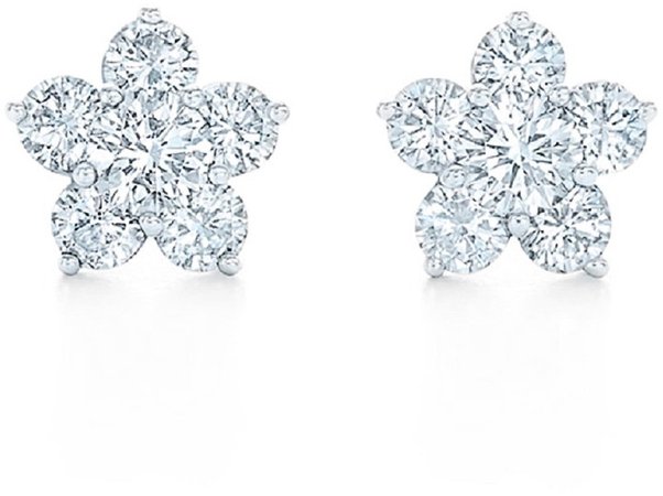 Floral Cluster Diamond Stud Earrings