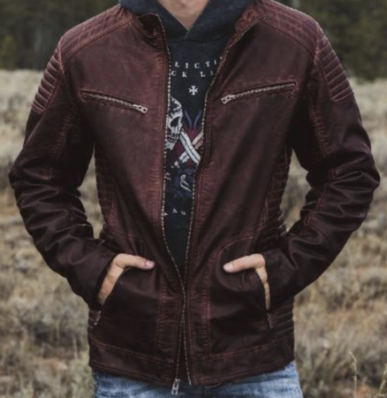 men's leather jacket red