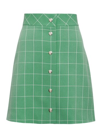 Green Wide Check Mini Skirt