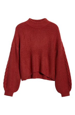 BP. Cable Knit Balloon Sleeve Sweater | Nordstrom