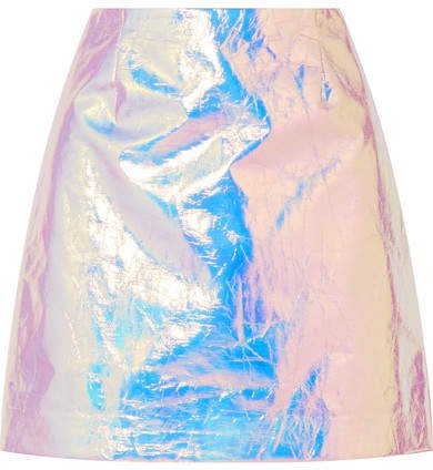 Sies Marjan - Desiree Iridescent Coated-cotton Mini Skirt - Platinum