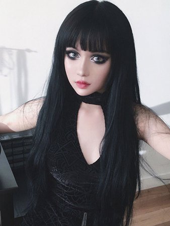 Gothic Lolita Wigs Black Long Tousled Lolita Hair Wigs With Bangs - Milanoo.com
