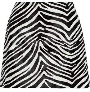 Zebra-print Calf Hair Mini Skirt