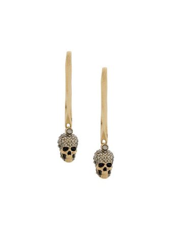 Gold Alexander Mcqueen Skull Drop Earring | Farfetch.com