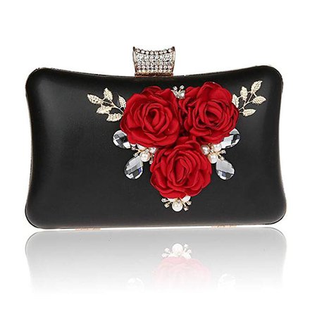 Amazon.com: EPLAZA Women Large Capacity Flora Evening Clutch Bags Wedding Party Purse Handbags Wallet (black): Clothing