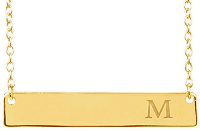 Amazon.com: Sterling Forever - Gold Plated Sterling Silver Personalized Initial Bar Necklace for Women, 16-18" Cable Chain, Strong Lobster Clasp (M): Jewelry
