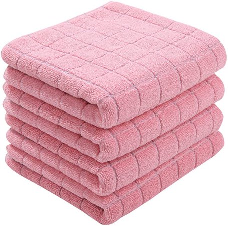 Amazon.com: Homaxy 100% Cotton Terry Kitchen Towels(Pink, 13 x 28 inches), Checkered Designed, Soft and Super Absorbent Dish Towel, 4 Pack: Home & Kitchen