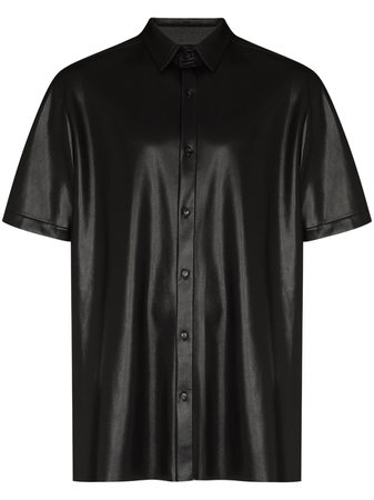 Shop black Nanushka Adam faux-leather short-sleeve shirt with Express Delivery - Farfetch