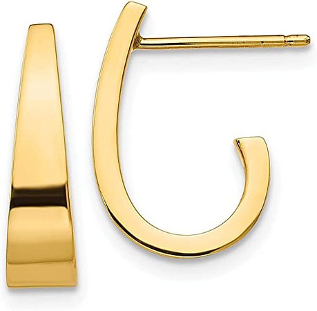 Amazon.com: 14k Yellow Gold Small J Hoop Post Stud Earrings Ear Hoops Set Drop Dangle Fine Jewelry For Women Gifts For Her: Clothing, Shoes & Jewelry