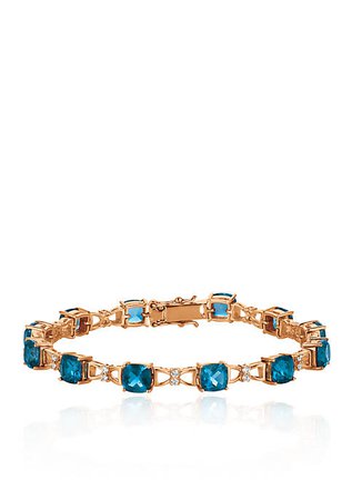 Le Vian® Ocean Blue Topaz™ with Vanilla Diamonds® Tennis Bracelet in 14k Strawberry Gold®