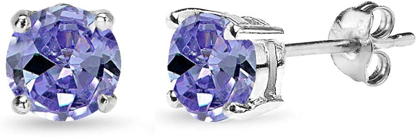 Amazon.com: Sterling Silver Simulated Tanzanite 6mm Round Solitaire Dainty Stud Earrings: Clothing, Shoes & Jewelry