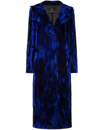 Unreal Fur Fur Textured Single-breasted Coat in Blue