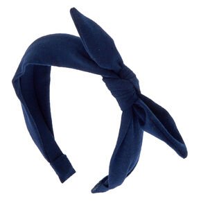 blue Knotted Bow Headband - Navy | Claire's US