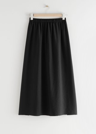 Tilted Smock Midi Skirt - Black - Midi skirts - & Other Stories