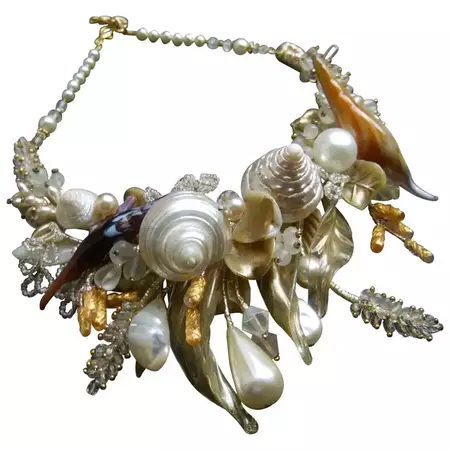 Seashell Handmade Artisan Choker Band Necklace c 1980s For Sale at 1stDibs | 1980s jewelry, artisan band