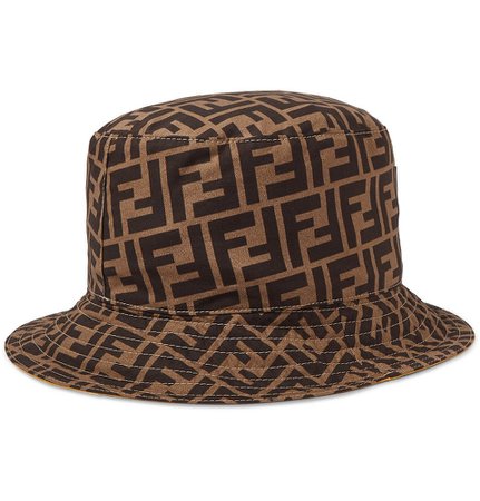 Fendi - Reversible Logo-Print Cotton Bucket Hat - Brown Fendi