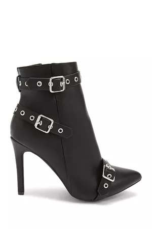 Buckle-Strap Faux Leather Booties | Forever 21