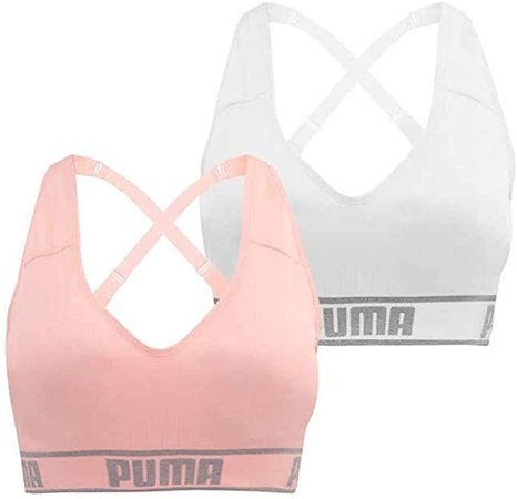 .com .com: PUMA Women's Seamless Sports Bra Removable Cups -  Adjustable Straps Moisture Wicking (2 Pack): Clothing