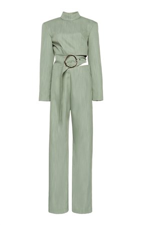 Fitted Jumpsuit With Cut Out Belt And Button Down Back by MATÉRIEL | Moda Operandi