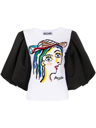 Moschino Face Embroidered T-shirt - Farfetch