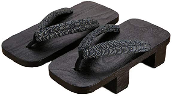 Amazon.com: [O-Tokyo] Japanese Geta Sandals for Men / Geta Shoes / Large 8 - 9 Size (9, Black-Seigaiha): Shoes