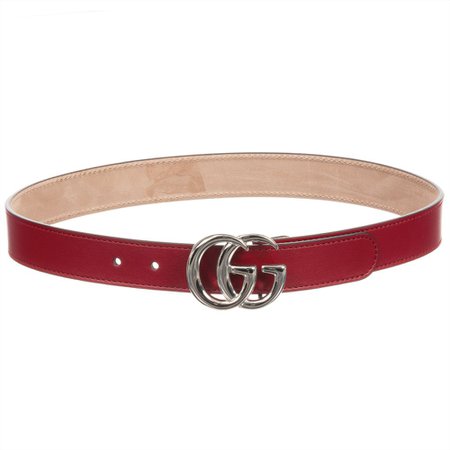 Gucci - Red Leather GG Buckle Belt | Childrensalon