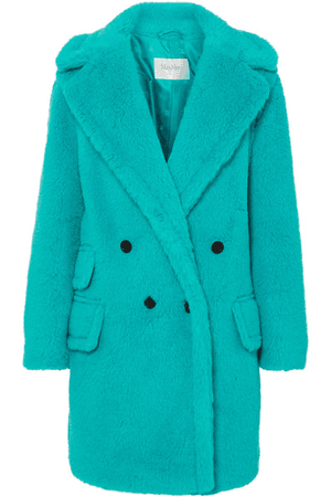 Max Mara Adenia Alpaca, Wool And Silk-Blend Coat In Turquoise | ModeSens
