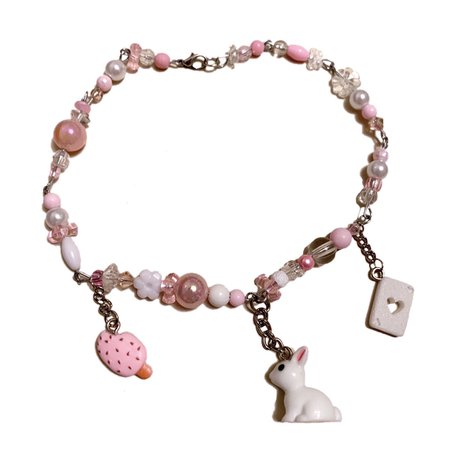 pink and white bunny sweets necklace
