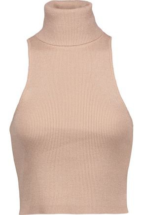 Presley cropped metallic ribbed merino wool-blend top | A.L.C. | Sale up to 70% off | THE OUTNET
