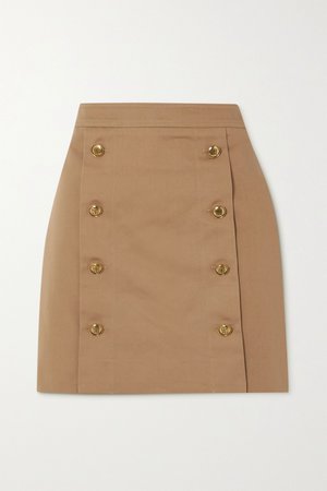 Beige Button-embellished cotton-twill mini skirt | Givenchy | NET-A-PORTER