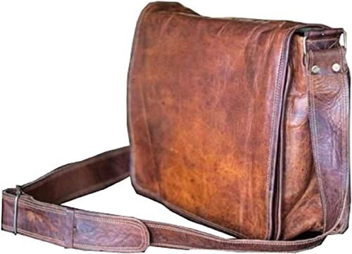 VC VINTAGE COUTURE 18 inch Leather Full Flap Messenger Handmade Bag Laptop Bag Satchel Bag Padded Messenger Bag School Brown (18x13) : Amazon.ca: Clothing, Shoes & Accessories