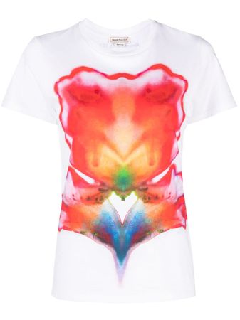 Alexander McQueen abstract-print Cotton T-shirt - Farfetch