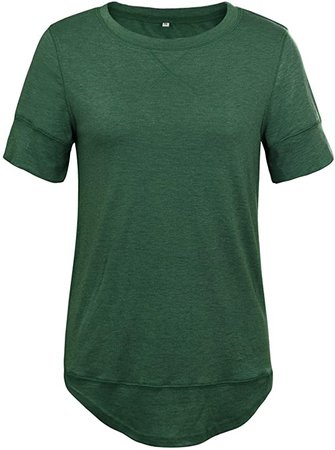 JomeDesign Summer Tops for Women Short Sleeve Side Split Casual Loose Tunic Top at Amazon Women’s Clothing store