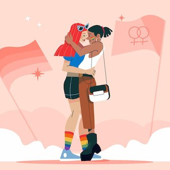 Premium Vector | Cartoon lesbian kiss illustration
