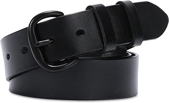 Amazon.com: WHIPPY Women Leather Belt for Jeans Pants Dresses Black Ladies Waist Belt with Pin Buckle : Clothing, Shoes & Jewelry