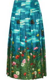 Gucci | Printed duchesse silk-satin midi skirt | NET-A-PORTER.COM