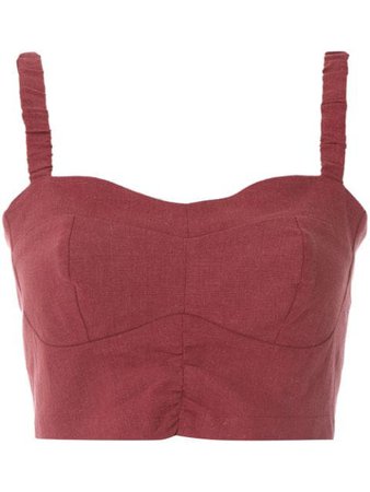 Shop red Framed Linen cropped top with Express Delivery - Farfetch