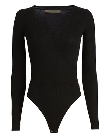 Enza Costa | Ribbed Jersey Overlap Bodysuit | INTERMIX®