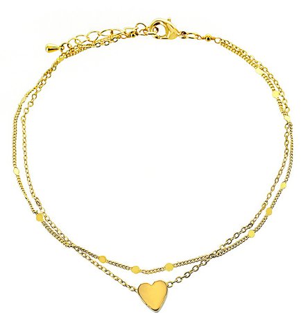 Layered Heart Pendant Anklet