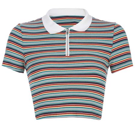 2019 new women's shirt color zipper lapel striped