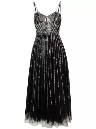 Dina Melwani crystal-embellished Flared Dress - Farfetch