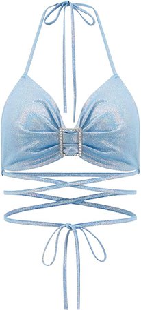 Amazon.com: Giovacker Women's Slim Crop Tops Bandage Cutout Bohemia Tank Tops Cami Vest Blue : Clothing, Shoes & Jewelry